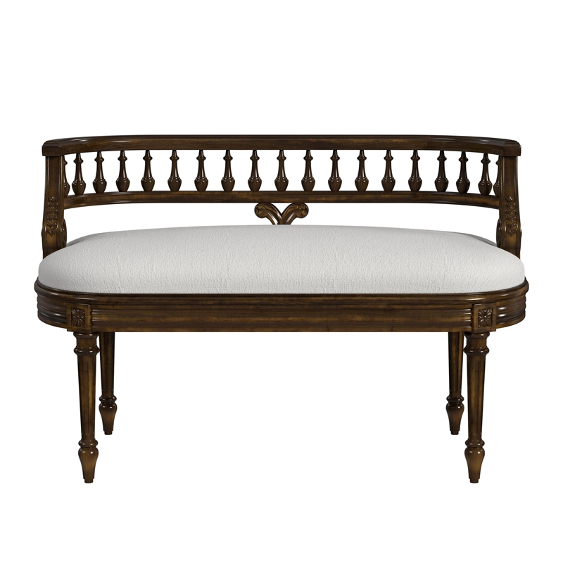 Beaumont Lane Traditional Upholstered Bench in Antique Cherry