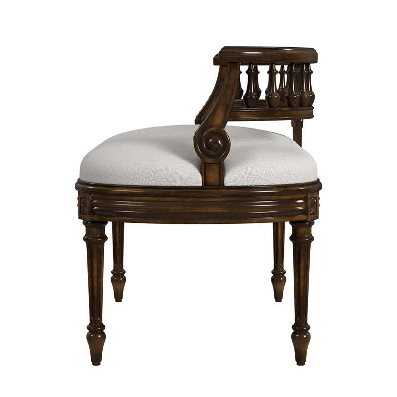 Beaumont Lane Traditional Upholstered Bench in Antique Cherry