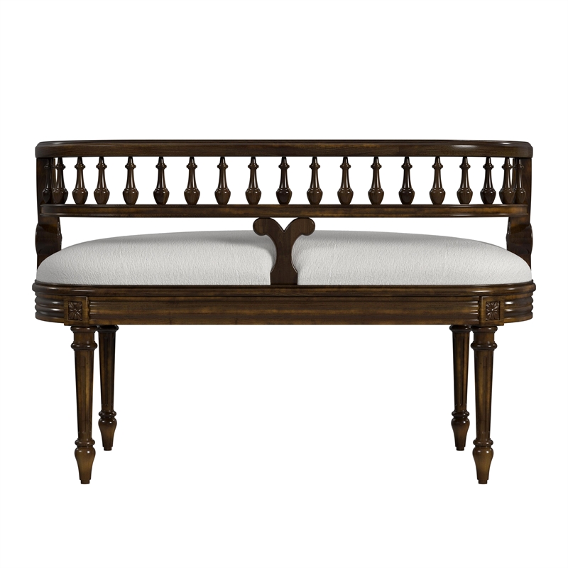 Beaumont Lane Traditional Upholstered Bench in Antique Cherry