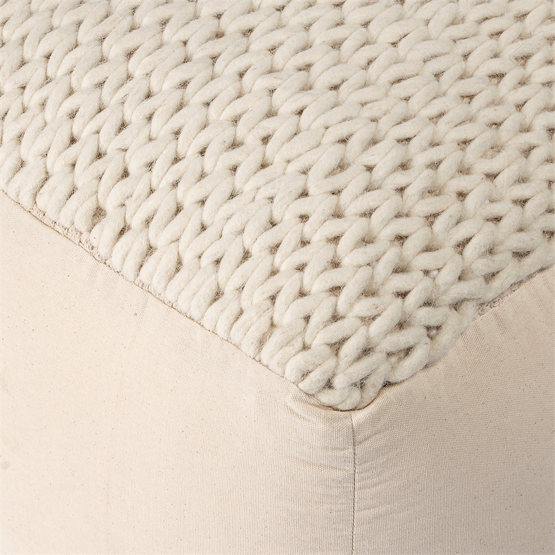 Beaumont Lane Contemporary Woven Pouffe in Cream/Ivory Finish