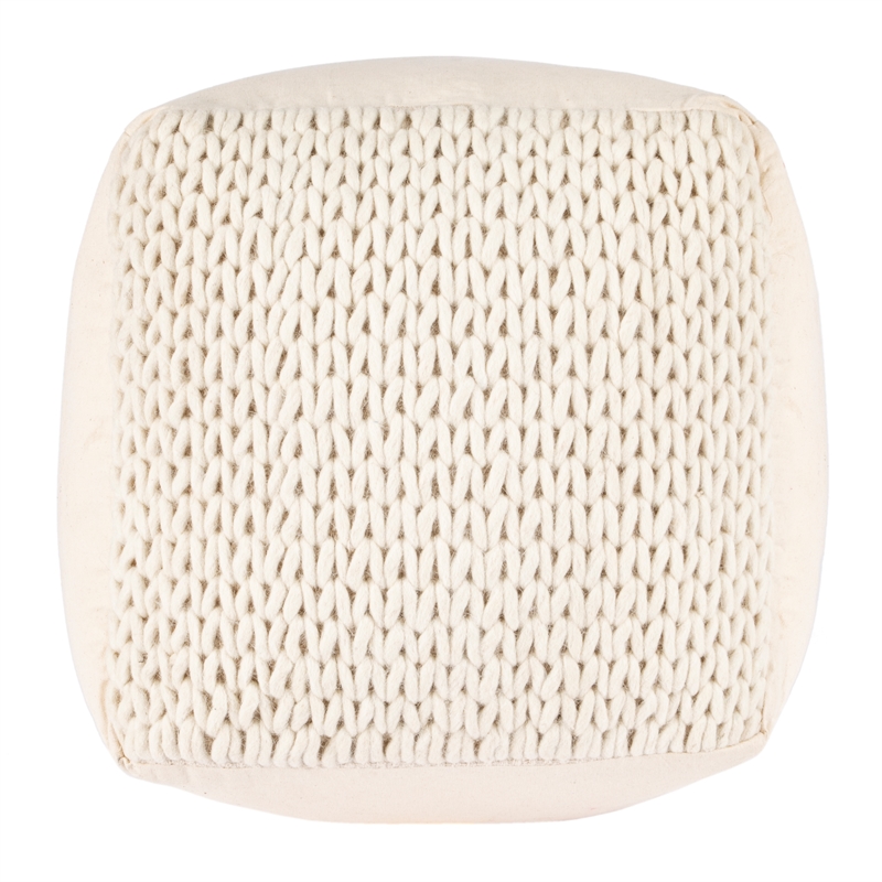 Beaumont Lane Contemporary Woven Pouffe in Cream/Ivory Finish