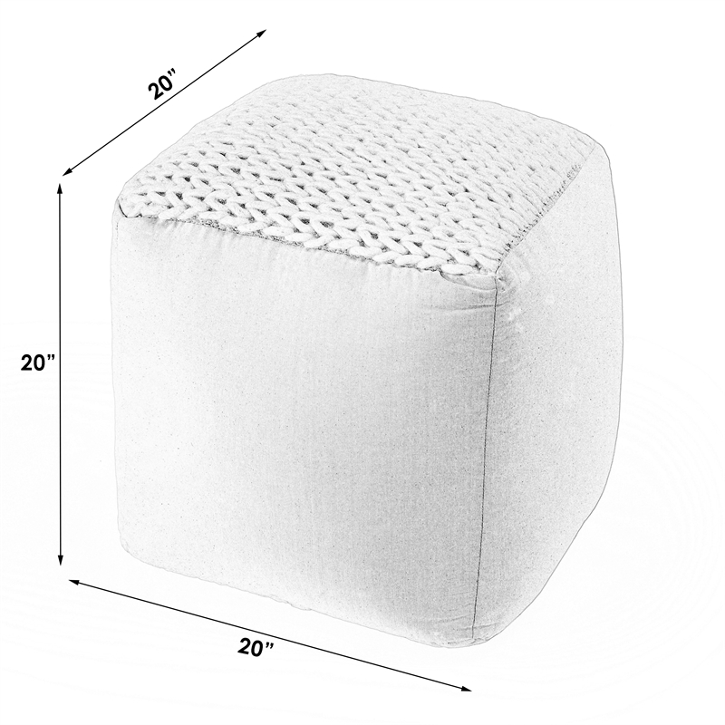 Beaumont Lane Contemporary Woven Pouffe in Cream/Ivory Finish