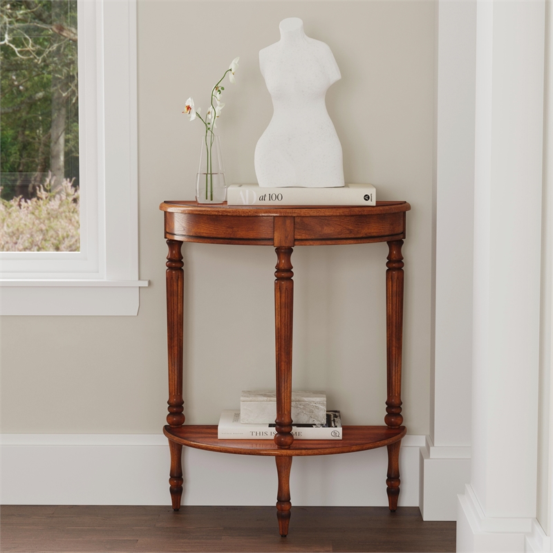 Beaumont Lane Traditional Antique Cherry Demilune Console Table