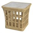 Beaumont Lane Traditional Outdoor Teak And Marble End Table in Natural