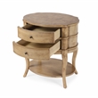 Beaumont Lane Transitional Oval 2-Drawer Side Table in Antique Beige
