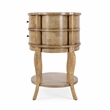 Beaumont Lane Transitional Oval 2-Drawer Side Table in Antique Beige