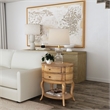 Beaumont Lane Transitional Oval 2-Drawer Side Table in Antique Beige