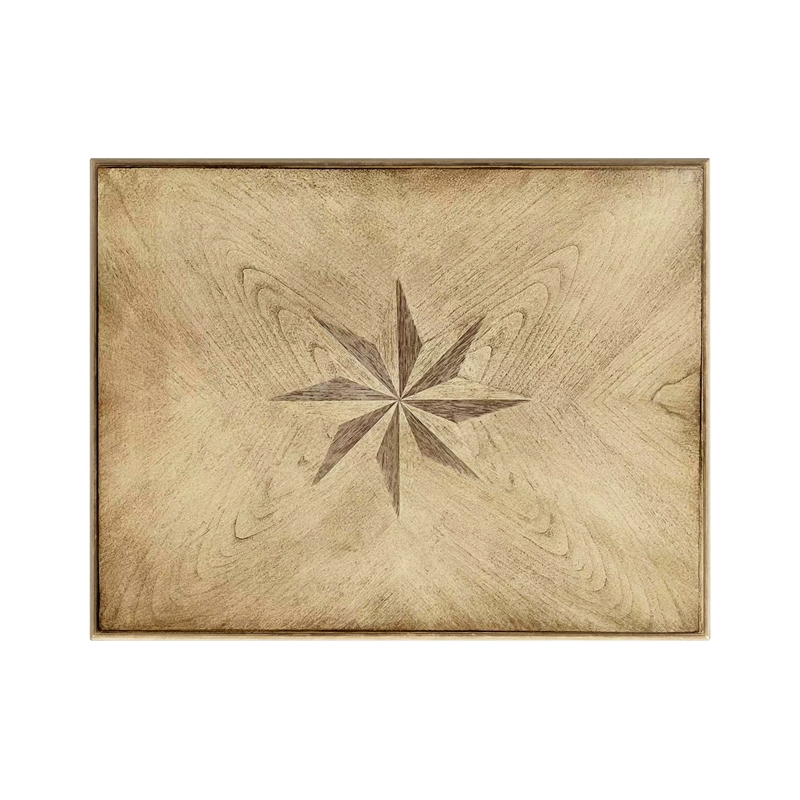 Beaumont Lane Traditional Solid Wood Inlay Accent Table in Antique Beige