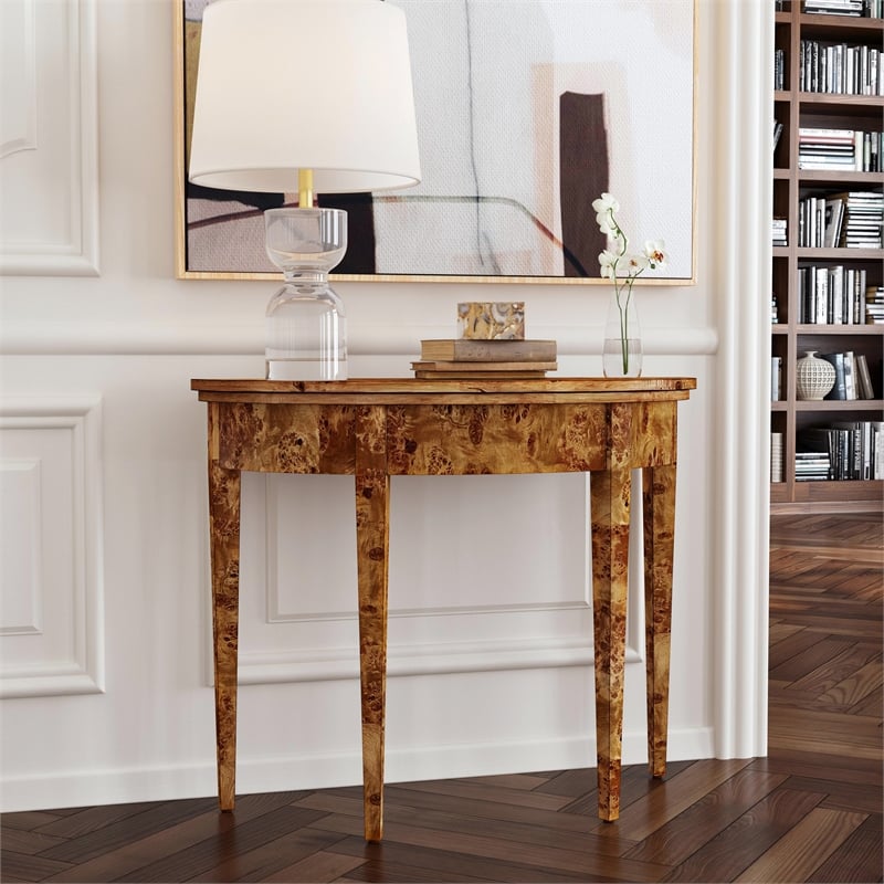 Beaumont Lane Traditional Burl Wood Demilune 36