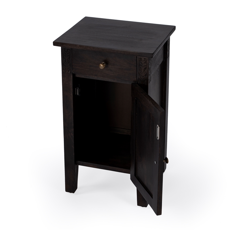 Beaumont Lane Transitional Solid Wood Accent Table in Dark Brown