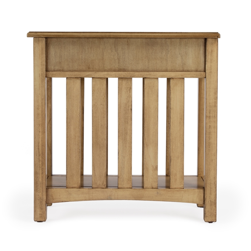 Beaumont Lane Transitional One Drawer Side Table in Antique Beige