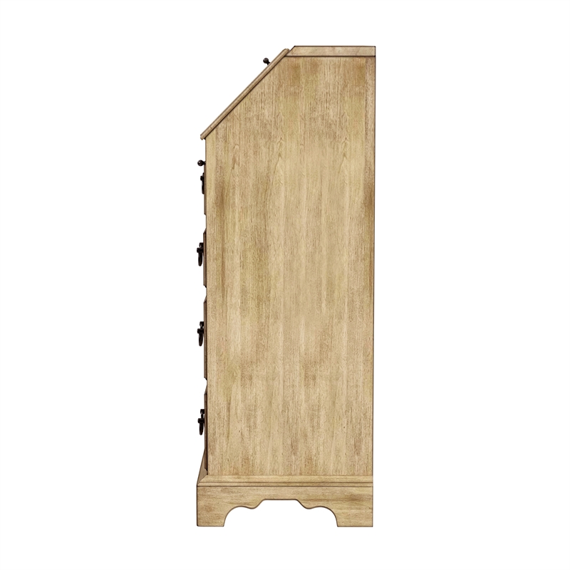 Beaumont Lane Rubberwood Beige Secretary Desk Rectangular Drop Front 25.5