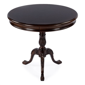 Beaumont Lane Traditional 30&quot Wood Pedestal Foyer Table in Cherry Brown
