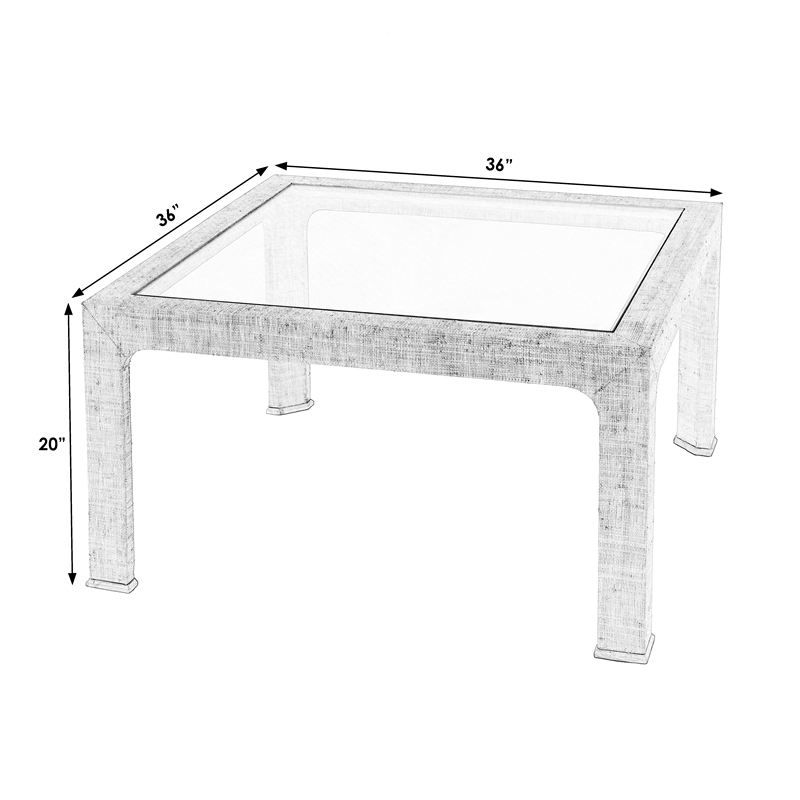 Beaumont Lane Traditional Glass And Square Coffee Table in Charcoal