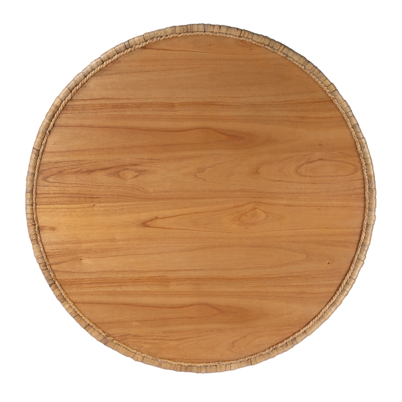 Beaumont Lane Coastal Round Rattan Drum Coffee Table in Natural Rattan