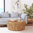 Beaumont Lane Coastal Round Rattan Drum Coffee Table in Natural Rattan