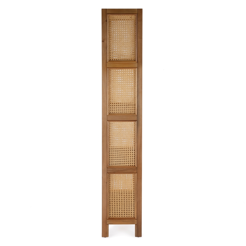Beaumont Lane Modern Cane And Wood 4-Tier Etagere Bookcase in Brown