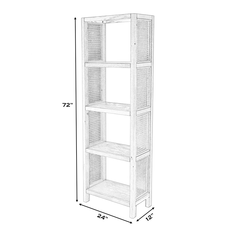 Beaumont Lane Modern Cane And Wood 4-Tier Etagere Bookcase in Brown