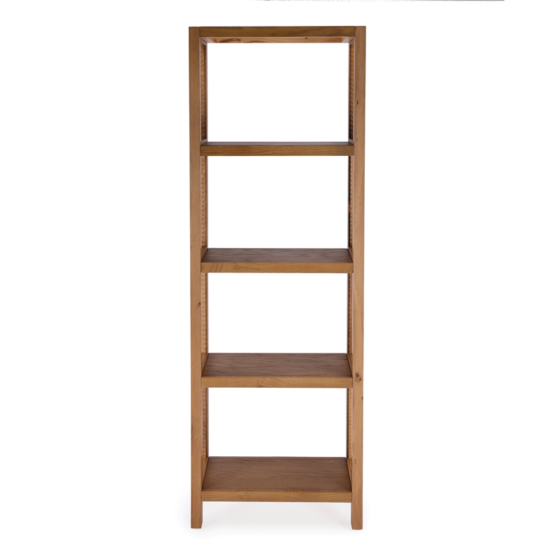 Beaumont Lane Modern Cane And Wood 4-Tier Etagere Bookcase in Brown
