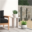 Beaumont Lane Modern Outdoor Terrazzo Side Table in White / Multicolor