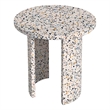 Beaumont Lane Modern Outdoor Terrazzo Side Table in White / Multicolor