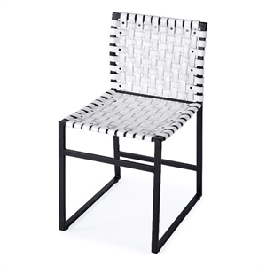 Beaumont Lane Contemporary 25&quot Woven Leather Side Chair In White