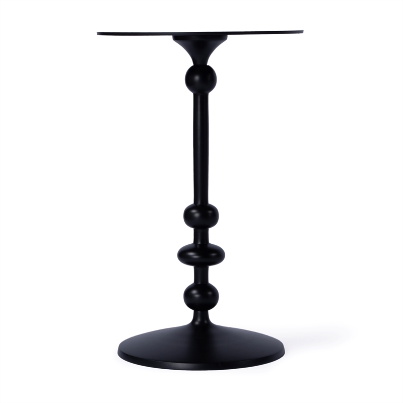 Beaumont Lane Transitional Outdoor Round Metal End Table In Matte Black