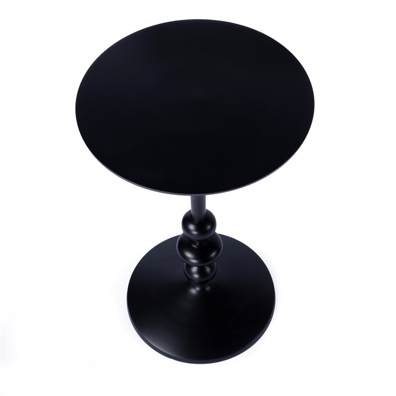 Beaumont Lane Transitional Outdoor Round Metal End Table In Matte Black