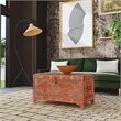 Beaumont Lane Transitional Wood Storage Trunk Coffee Table In Pink