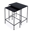 Beaumont Lane Transitional Outdoor Granite Stone & Iron Nesting Table In Black