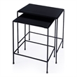 Beaumont Lane Transitional Outdoor Granite Stone & Iron Nesting Table In Black