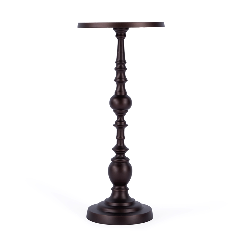 Beaumont Lane Transitional Outdoor Round Pedestal Side Table in Bronze