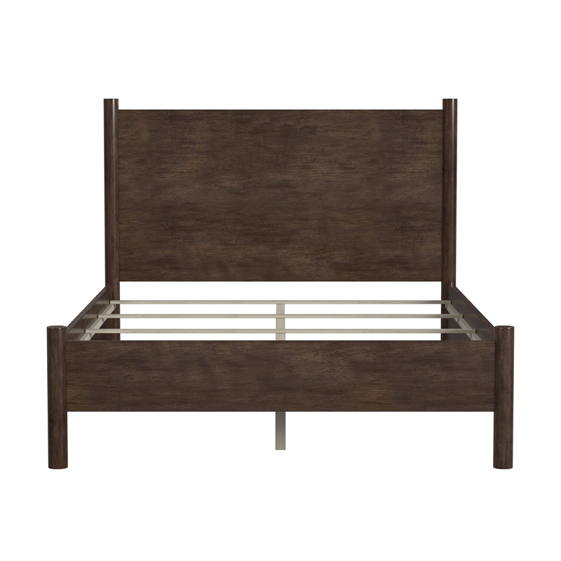 Beaumont Lane Mid-Century Rounded Leg Queen Bed in Soft Brown