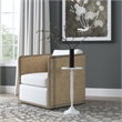 Beaumont Lane Traditional Outdoor Round Metal Pedestal Side Table in Ivory