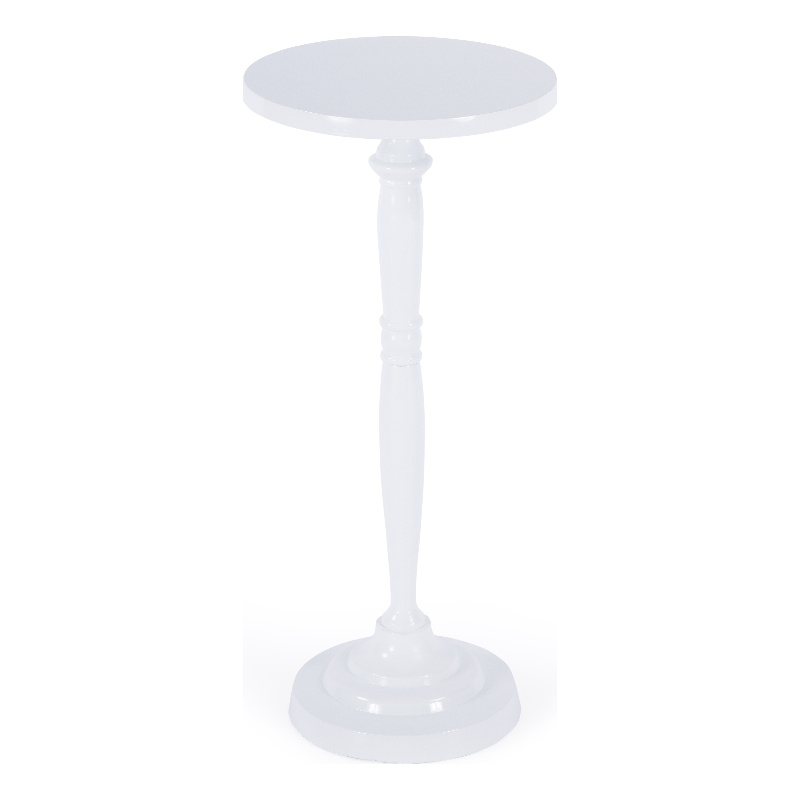 Beaumont Lane Traditional Outdoor Round Metal Pedestal Side Table in Ivory