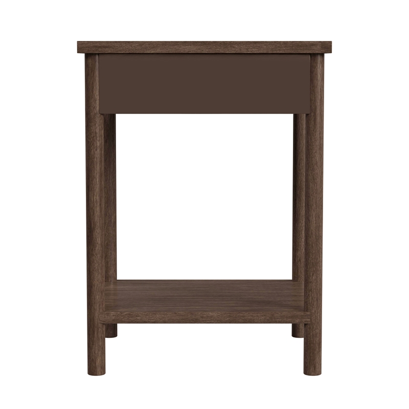 Beaumont Lane Modern 1 Drawer Rounded Leg Wood Nightstand -Soft Brown