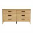 Beaumont Lane Mid-Century 6 Drawer Rounded Leg Wood Dresser in Natural