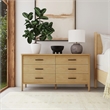 Beaumont Lane Mid-Century 6 Drawer Rounded Leg Wood Dresser in Natural