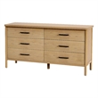 Beaumont Lane Mid-Century 6 Drawer Rounded Leg Wood Dresser in Natural