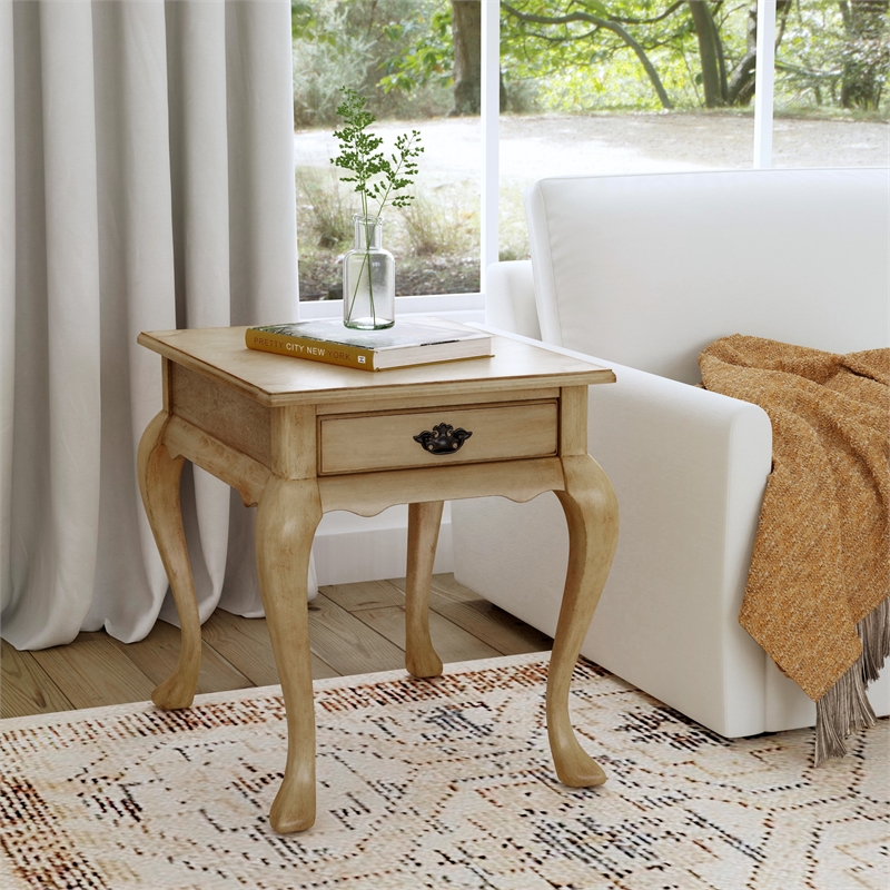 Beaumont Lane Traditional 1-Drawer End Table in Antique Beige