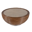 Beaumont Lane Contemporary Rattan Drum Coffee Table in Brown