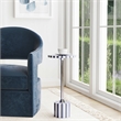 Beaumont Lane Modern Stainless Steel & Bone Inlay Round Side Table in Gray