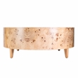 Beaumont Lane Mid-Century Round Burl Coffee Table in Light Brown Burl