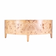 Beaumont Lane Mid-Century Round Burl Coffee Table in Light Brown Burl