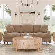 Beaumont Lane Mid-Century Round Burl Coffee Table in Light Brown Burl