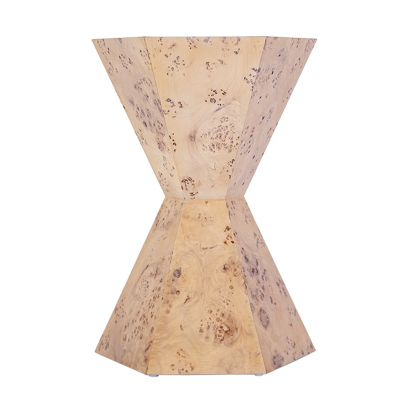 Beaumont Lane Modern Burl Wood Hexagon Side Table in Light Burl