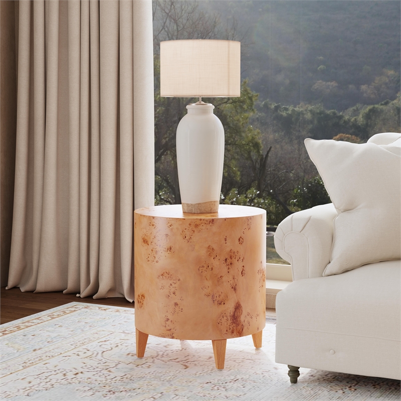 Beaumont Lane Modern Burl Wood End Table in Traditional Burl