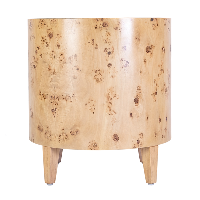 Beaumont Lane Contemporary Burl Wood End Table in Light Burl