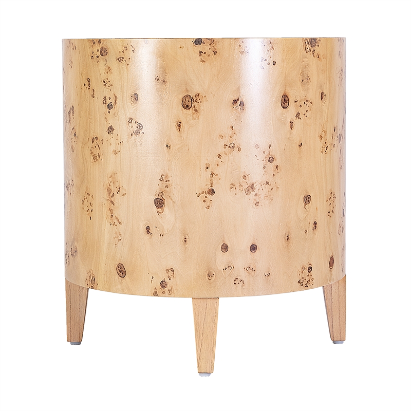 Beaumont Lane Contemporary Burl Wood End Table in Light Burl