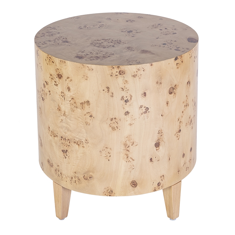 Beaumont Lane Contemporary Burl Wood End Table in Light Burl